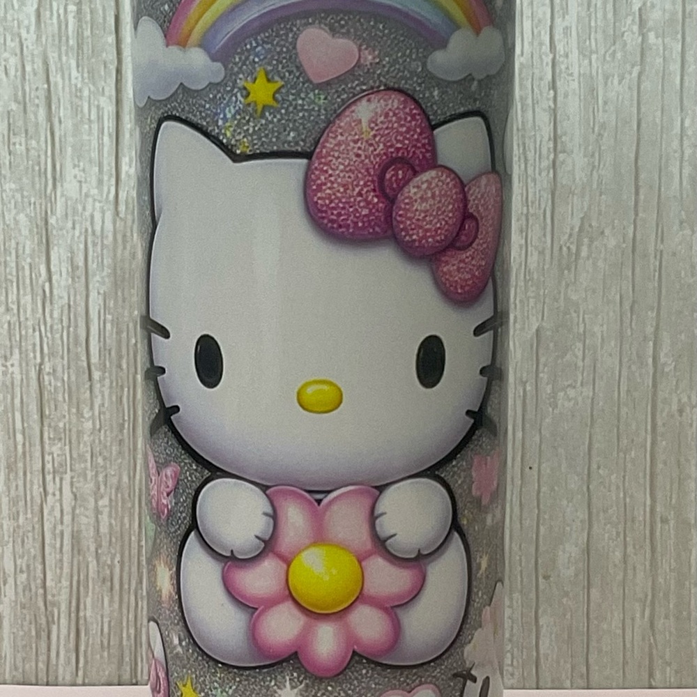 Hello Kitty Glittery Pink and Silver Tumbler